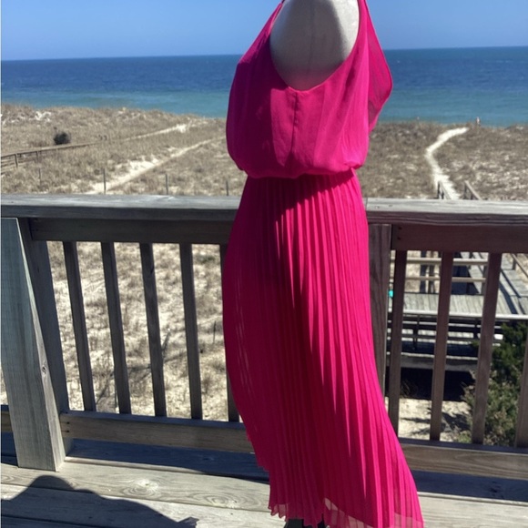 Sam Edelman Hot Pink Pleated Midi Dress - Picture 6 of 13